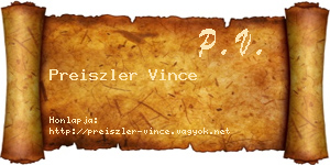 Preiszler Vince névjegykártya